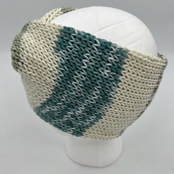 🎄🎆 Grey Green Brown Teal Cream Handmade Knit Twist Top Knot Headband Ear Warmer - Picture 3 of 5